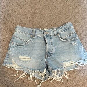 We The Free Frayed Light Blue Jean Shorts